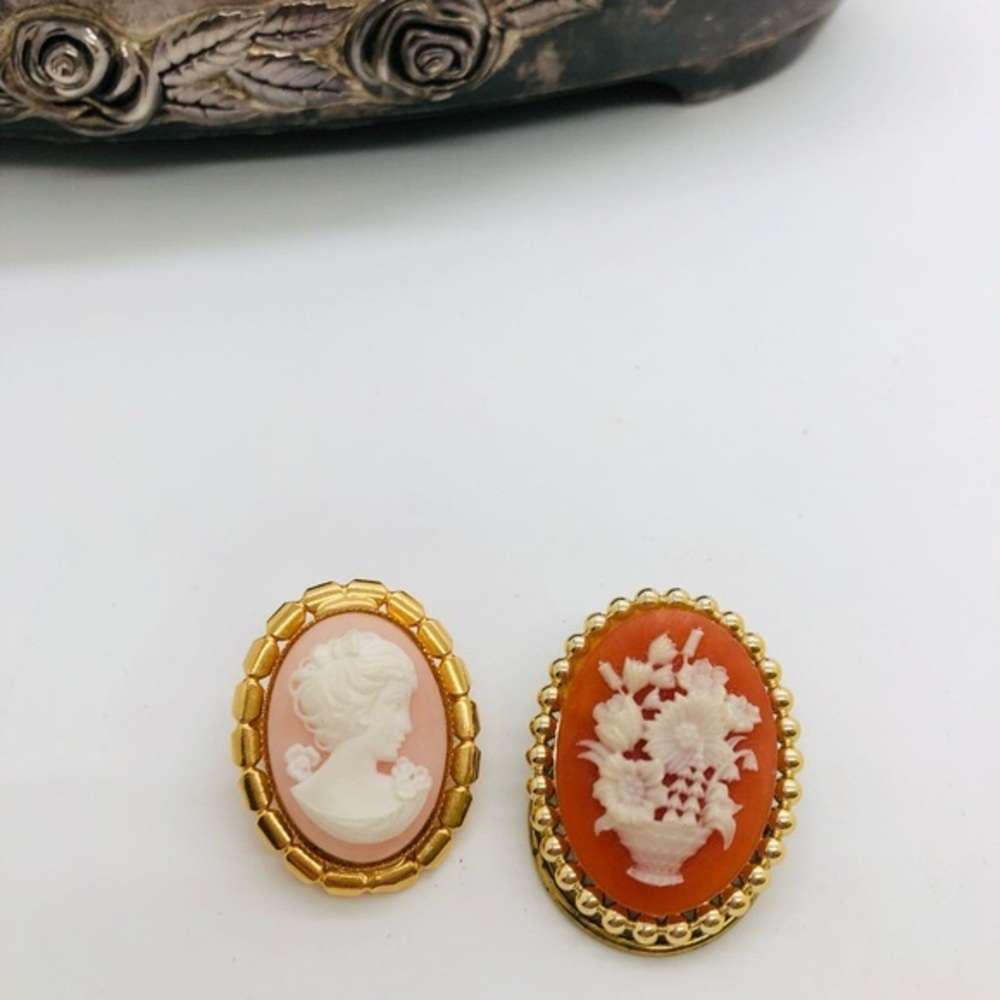 Vintage Cameo Clip Brooch Lot